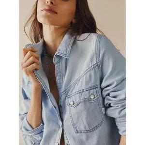 フリーピープル Free People Shrunken デニム Indigo レディース シャツ トップス Light Wash Faded Free People | Tops | Nwt Free People Shrunken Denim Indigo